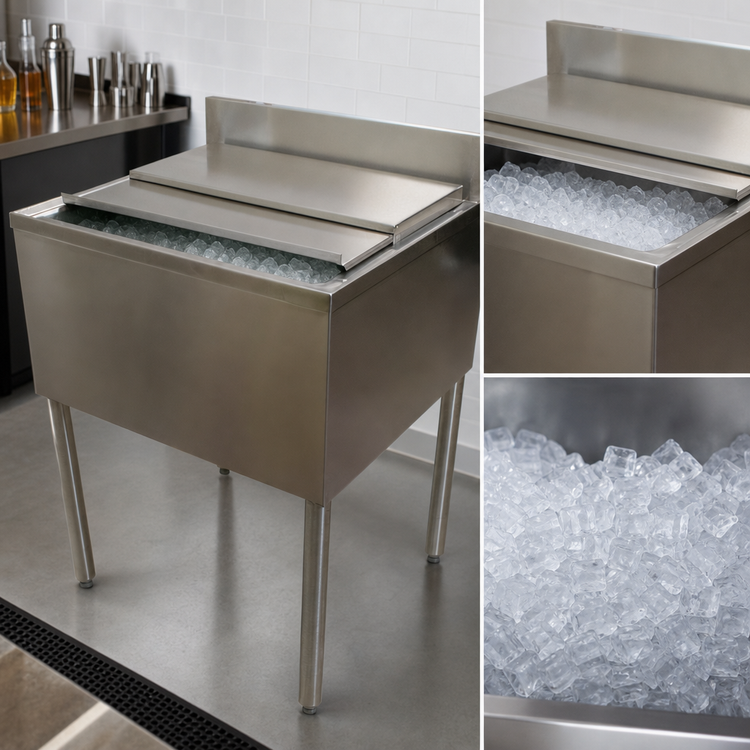 Product image #5 for BK Resources UB4-21-IB30 Insulated Underbar Ice Bin with Sliding Cover, 30 Inch x 21 Inch, 97 lb Capacity