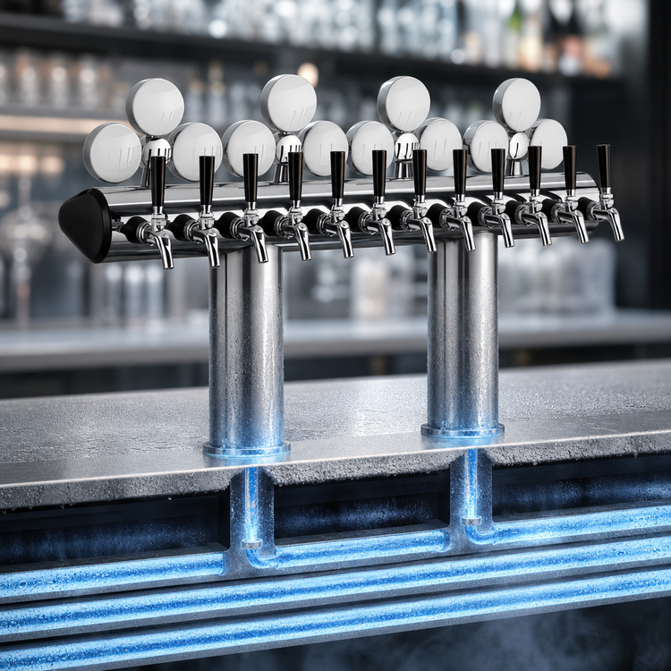 Product image #4 for Perlick 10-Faucet Illuminated Glycol-Cooled Winged Bridge Countertop Beer Draft Tower