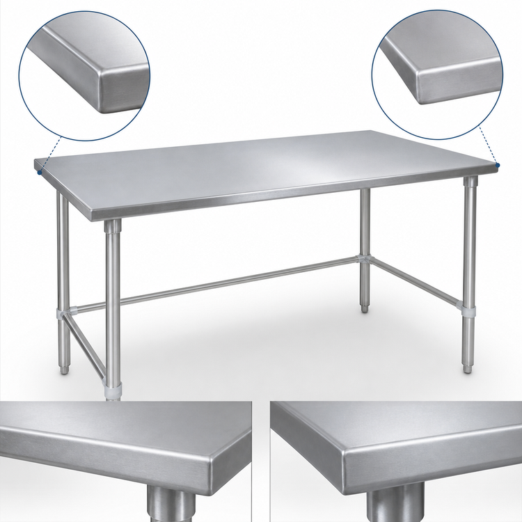 Product image #4 for John Boos Stallion 108-Inch x 24-Inch Stainless Steel Flat Top Work Table with Safety Edge and Galvanized Base