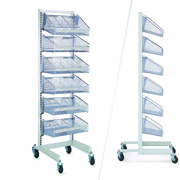 Product image #4 for Quantum Mobile Single-Sided Partition Wall Starter Unit, 18"W x 26"D x 74"H, Includes 7 Baskets and 10 Dividers