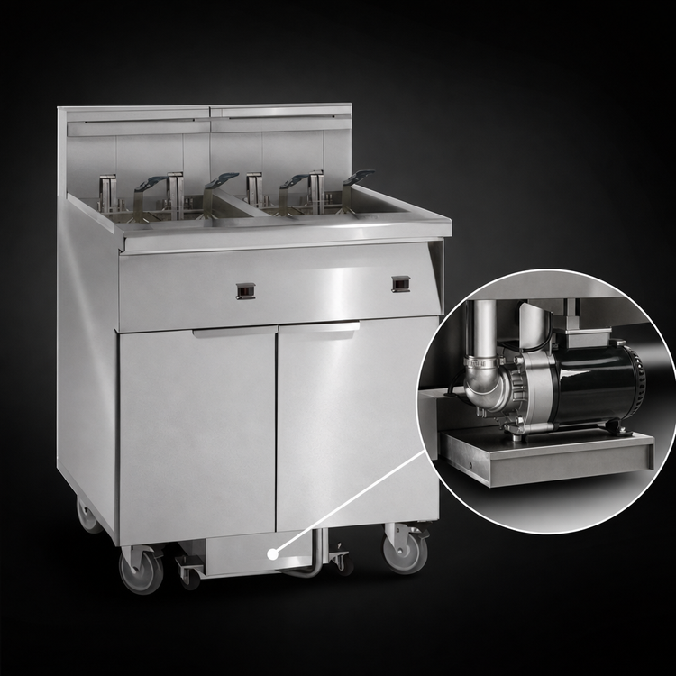 Product image #4 for Imperial 4-Battery Electric Floor Fryer with Built-In Space Saver Filter System, 75 lb. Tanks, Immersed Elements, and Computer Controls