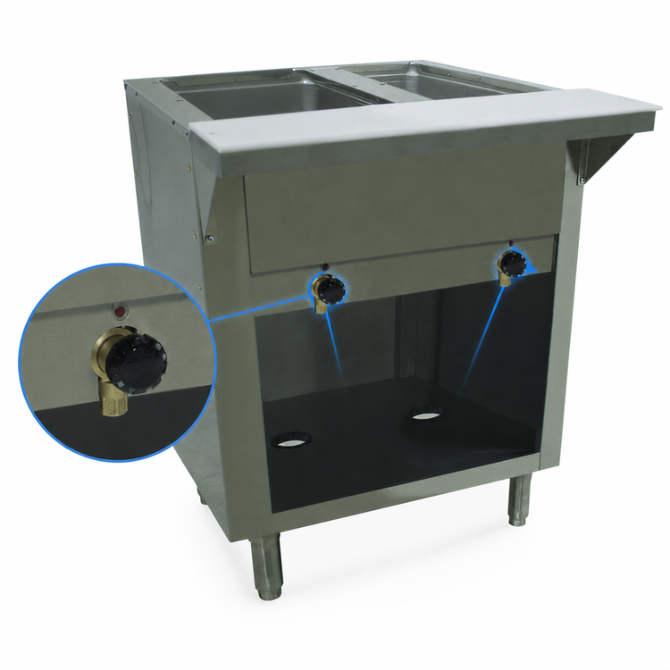 Product image #4 for Advance Tabco Triumph Supreme 31-13/16 Inch Electric Hot Food Table with 2 Sealed Wells and Open Cabinet Base