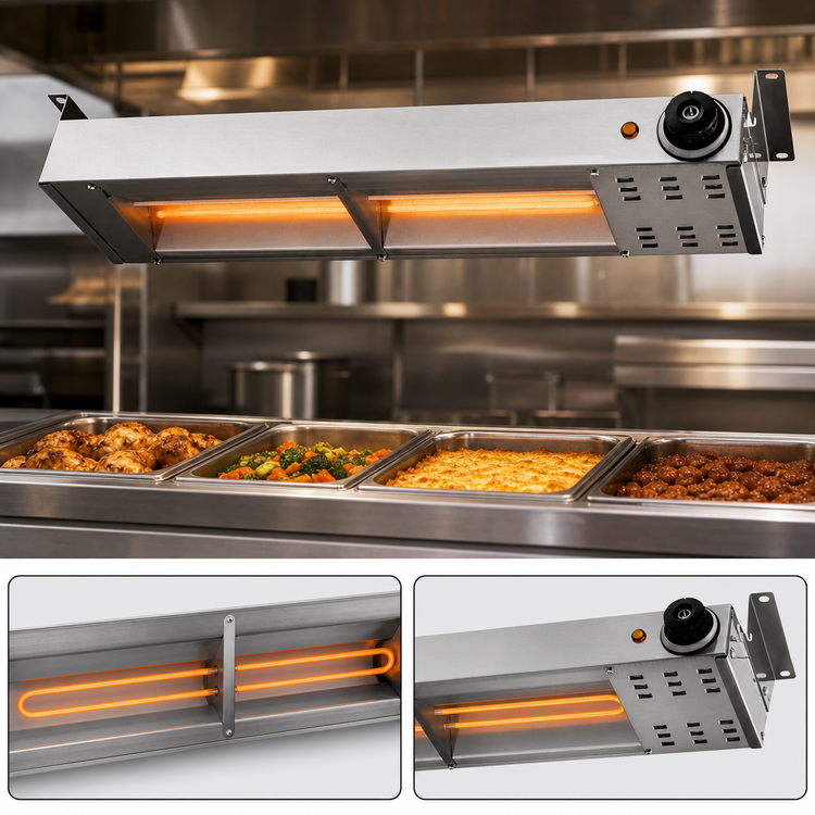 Product image #4 for 48-Inch Stainless Steel Unlighted Strip Heat Lamp Food Warmer