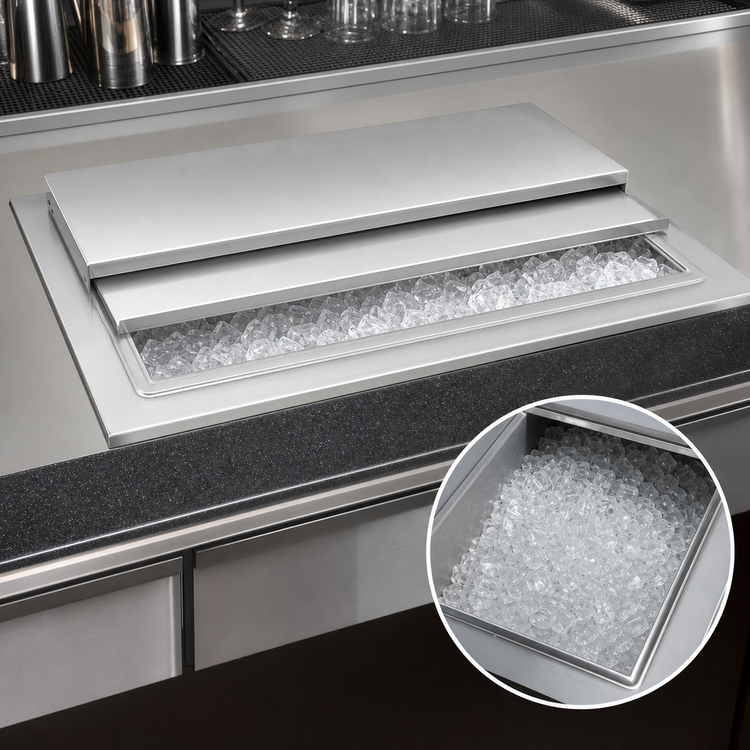 Product image #4 for Glastender 32-Inch Drop-In Ice Bin with Sliding Cover, 89 lb Capacity