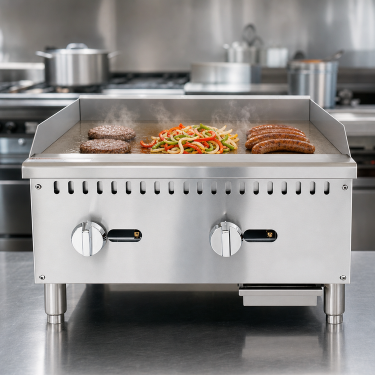 Product image #4 for Koolmore 24-Inch Countertop Natural Gas Commercial Griddle, 2-Burner, 60,000 BTU, Stainless Steel