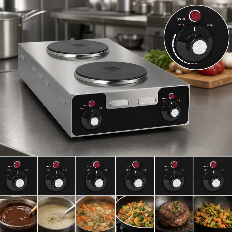 Product image #4 for Nemco Vertical Double Burner Electric Hot Plate, Brushed Stainless Steel, 25-1/2 Inch W, 240V
