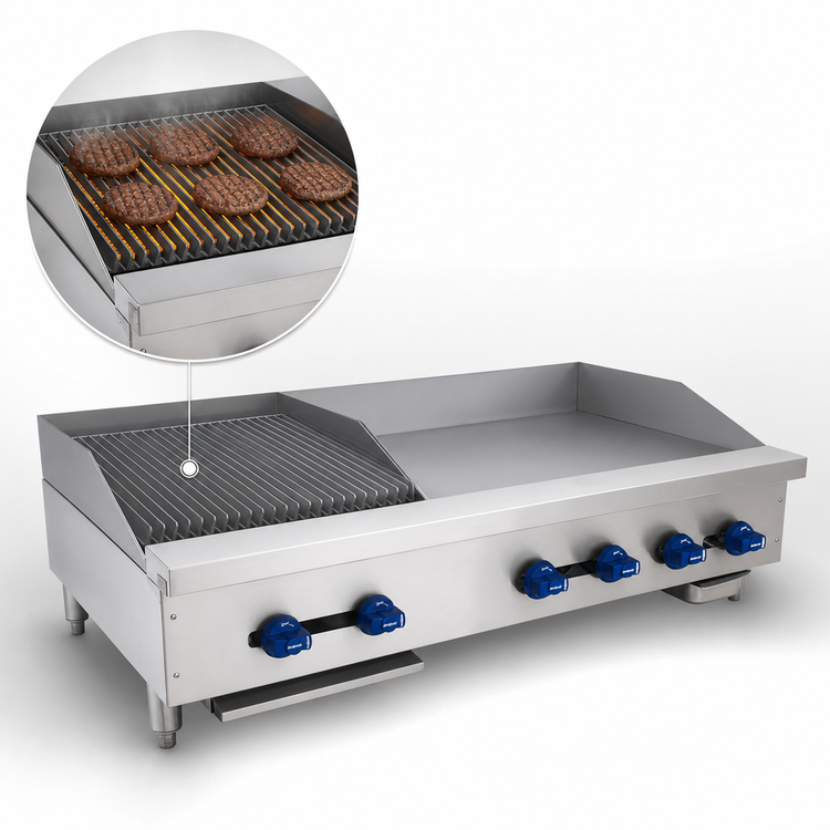 Product image #4 for Comstock-Castle Countertop Gas Char-Broiler/Griddle Combination with 30 x 24 Inch Griddle Plate, 48 Inch Wide