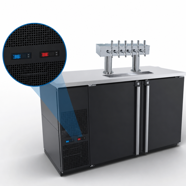 Product image #4 for Pro-Line E-Series Two-Section Dual-Temperature Commercial Beer Dispenser with 6 Faucets