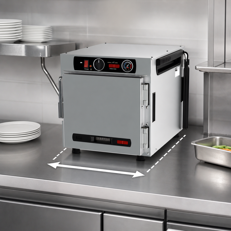 Product image #5 for Metro HotBlox™ Narrow 4-Pan Pass-Thru Insulated Heated Holding Cabinet, Countertop/Stacking, Solid Front Door / Clear Rear Door, Analog, 120V