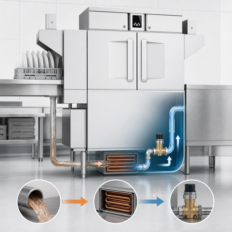 Product image #4 for Single-Tank Conveyor Dishwasher with Drain Water Energy Recovery, Touch Screen Controls, 245 Racks/Hour