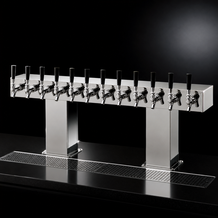 Product image #4 for Perlick 4006-12BTF Countertop Glycol-Cooled Bridge Tee Draft Beer Tower, 12 Faucets, Tarnish-Free Brass Finish