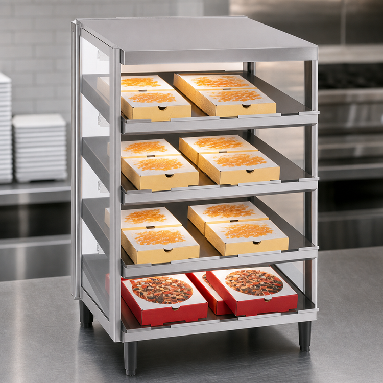 Product image #4 for Hatco Glo-Ray Countertop Pass-Thru Pizza Warmer with Quad Slant Shelves, 24 x 24-Inch, 2.4 kW