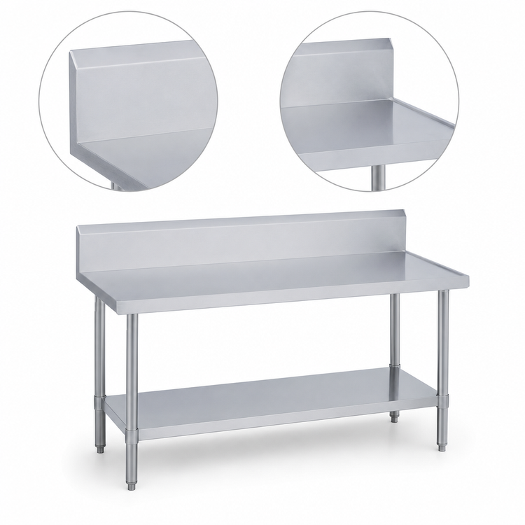 Product image #4 for Duke 84-Inch x 24-Inch Stainless Steel Work Table with 10-Inch Marine Edge Riser and Undershelf