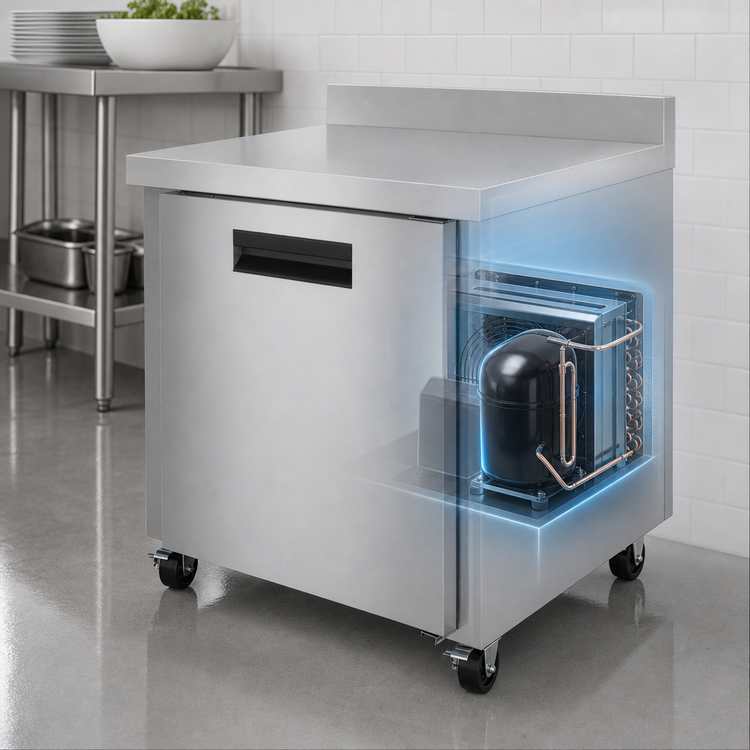 Product image #4 for Hoshizaki Steelheart 36-Inch One-Section Reach-In Worktop Refrigerator, 9.9 Cu. Ft., Solid Door, Rear-Mounted Self-Contained