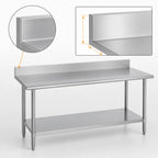 Thumbnail image #4 for Duke Manufacturing 314S-30108-5R Stainless Steel Work Table with 5-Inch Riser and Undershelf, 108 x 30 x 36 Inches