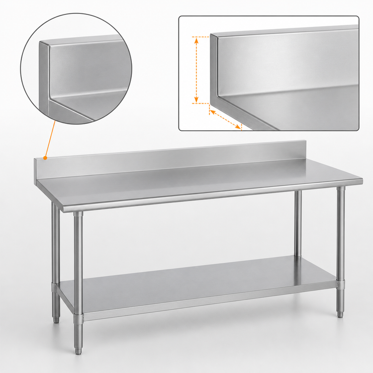 Product image #4 for Duke Stainless Steel Work Table with 5-Inch Riser and Undershelf, 108-Inch x 30-Inch x 36-Inch