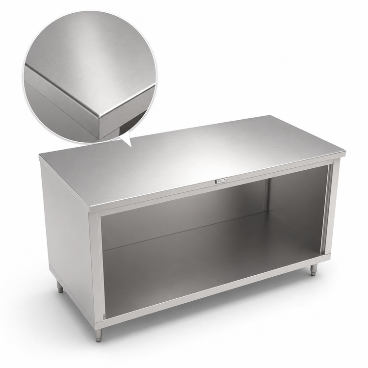 Product image #4 for John Boos 84" W x 36" D Stainless Steel Work Table with Cabinet Base and Open Front
