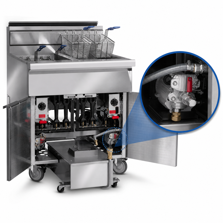 Product image #3 for Imperial Gas Floor Fryer with Built-In Space Saver Filter System, 75 lb. Capacity