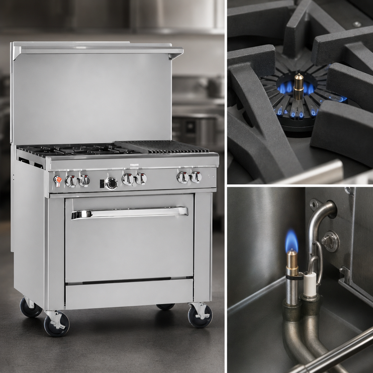 Product image #4 for Southbend Ultimate 36-Inch Commercial Gas Restaurant Range with 2 Open Burners, 24-Inch Charbroiler and Cabinet Base