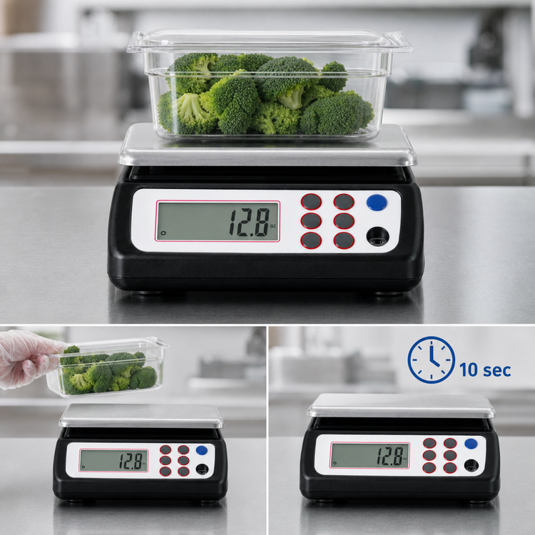 Product image #4 for San Jamar Square Professional Digital Portion Control Food Scale, 33 lb x 0.1 oz / 15 kg x 1 g, Black