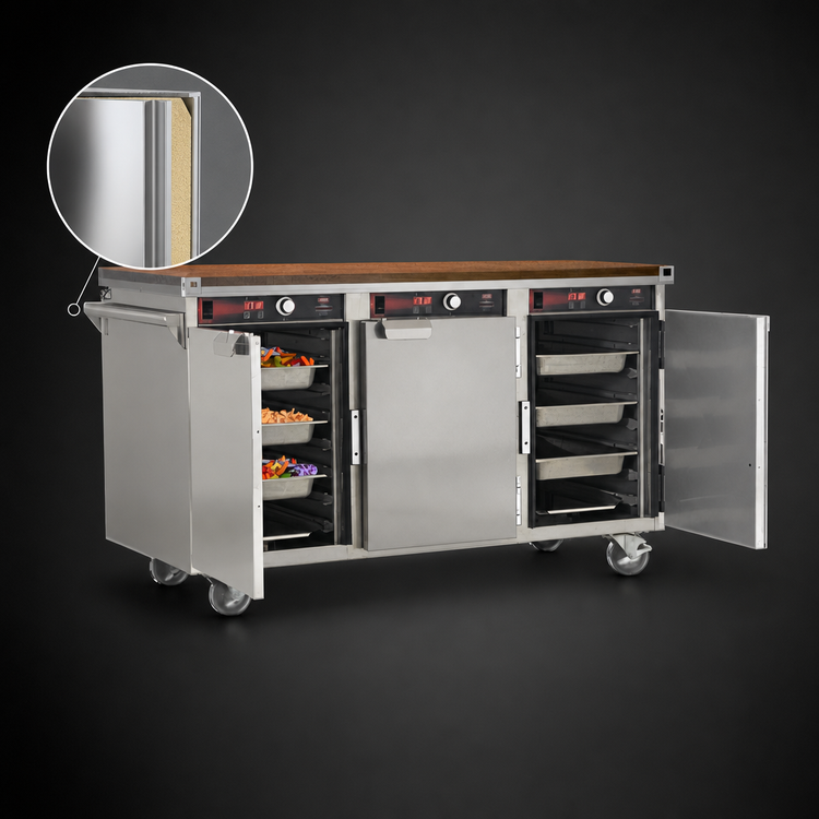Product image #4 for FWE Handy Line Mobile Heated Holding Cabinet, 3-Section, Undercounter Height, 7 Pan Capacity Per Compartment