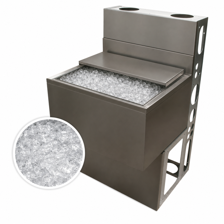 Product image #5 for Underbar Ice Bin with 8-Circuit Aluminum Cold Plate, 80 lb Capacity, 304 Stainless Steel