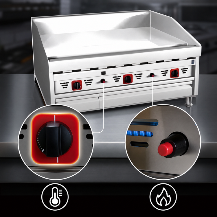 Product image #4 for MagiKitch'n 36-Inch Countertop Gas Griddle with Solid State Thermostat and Matchless Ignition