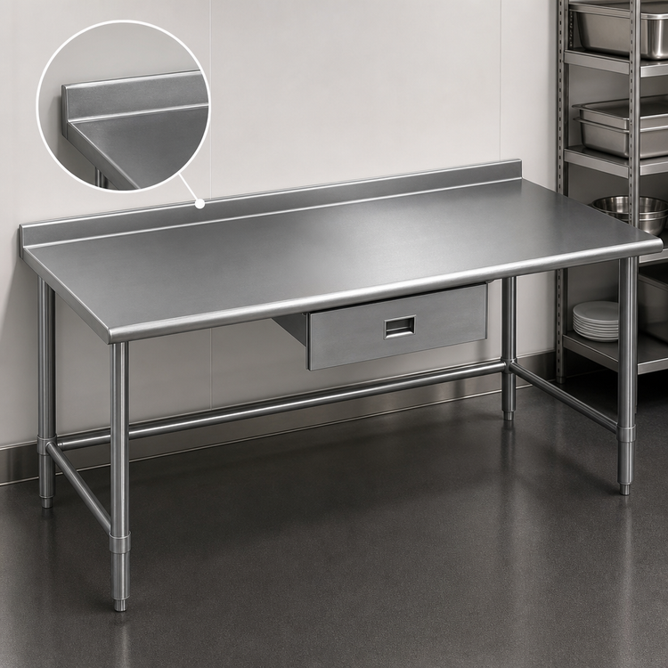 Product image #4 for Eagle Budget Series 84" x 36" 430 Stainless Steel Work Table with 1-1/2" Rear Up-Turn