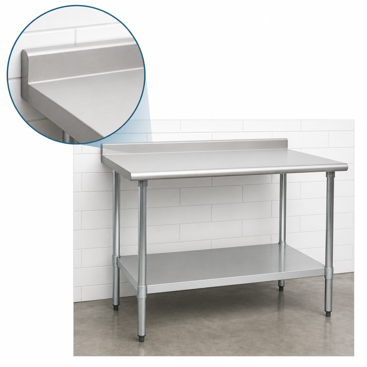 Product image #4 for Eagle Group Budget Series 84" x 24" 430 Stainless Steel Work Table with Rear Up-Turn and Adjustable Undershelf