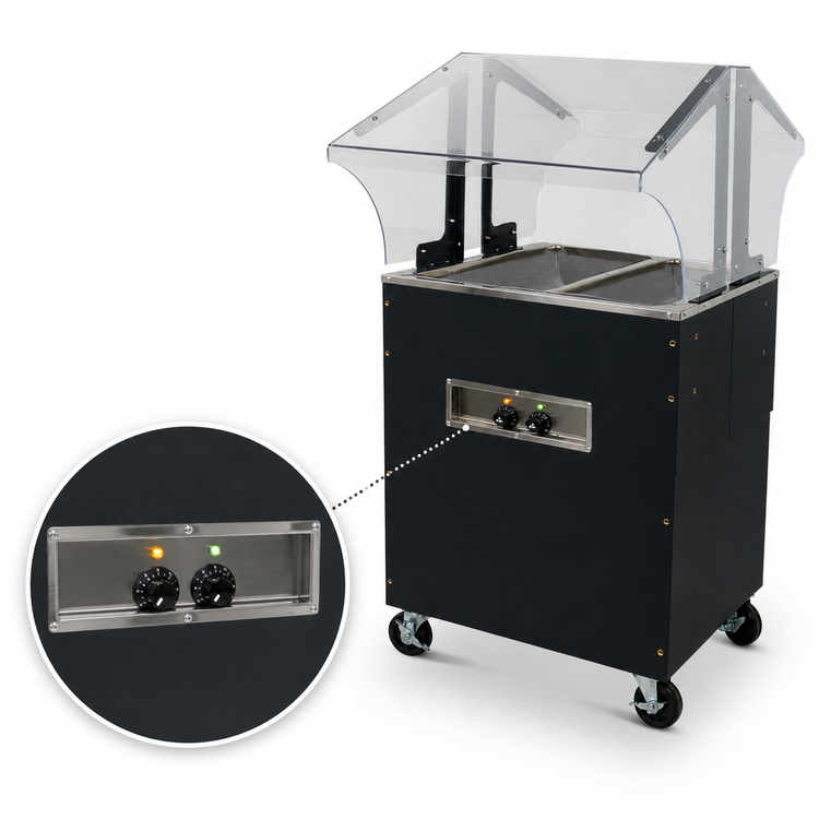 Product image #4 for Advance Tabco Triumph Supreme 31-7/8-Inch Wide Portable Electric 2-Well Hot Food Buffet Table with Double-Sided Sneeze Guard