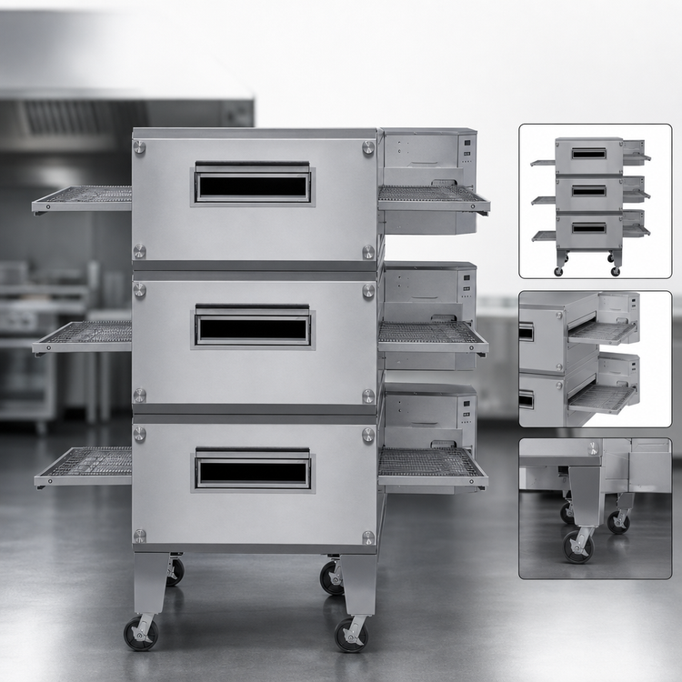 Product image #4 for Lincoln Impinger 3200 Series 3240-3N Triple Deck Natural Gas Conveyor Pizza Oven Package