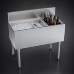 Thumbnail image #4 for Krowne Royal Series KR19-M36L-10 36-Inch Underbar Combination Ice Bin with 6-Bottle Storage, 74-Lb Ice Capacity, 10-Circuit Cold Plate