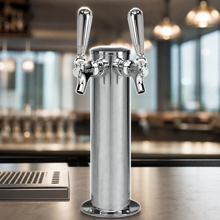 Product image #4 for Micro Matic Air-Cooled 2-Faucet Countertop Draft Beer Tower, Polished Stainless Steel, 3-Inch Column