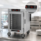 Thumbnail image #5 for Metro HotBlox™ HBCW8-ACPS-M Mobile 8-Pan Pass-Thru Insulated Holding Cabinet, Analog, Clear Front/Solid Rear Doors, 120V