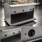 Thumbnail image #4 for Eagle Group Spec-Master PHT6OB-240-3 Portable 6-Well Hot Food Table, Electric, Wet/Dry, Mobile, Stainless Steel, Open Base, 240V 3-Phase