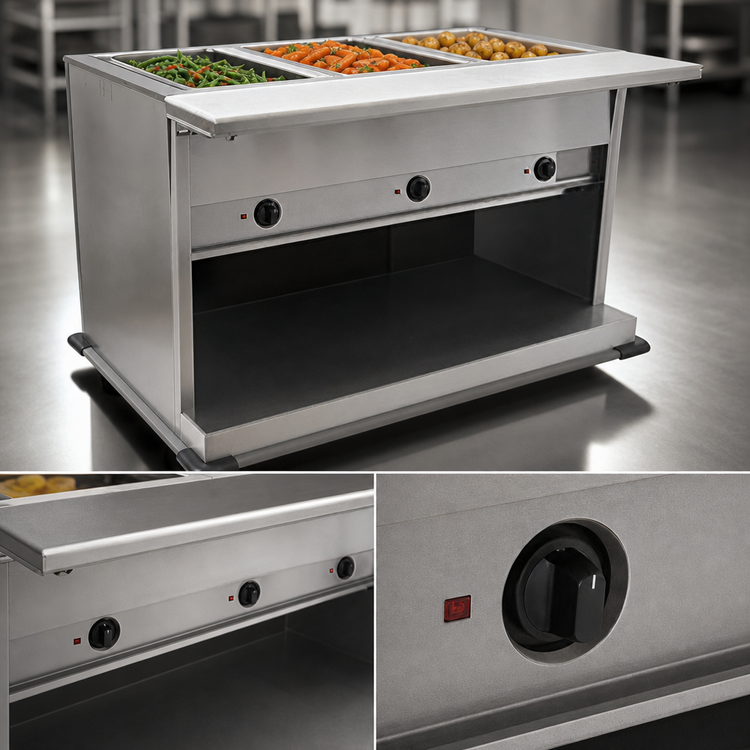 Product image #4 for Spec-Master PHT6OB-240-3 Portable Hot Food Table, 6-Well, Electric, 97-3/4"W, 240V, 3-Phase