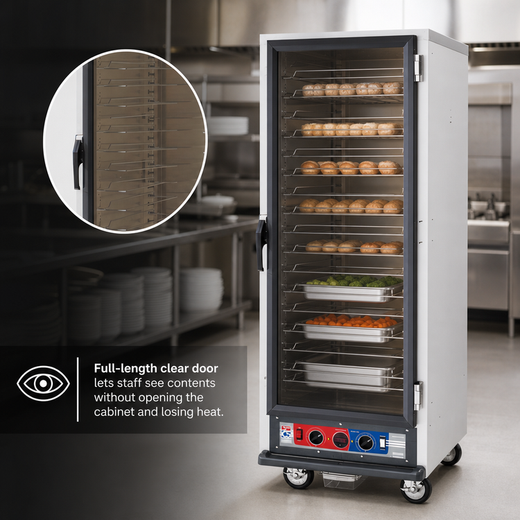 Product image #4 for Metro C5 1 Series Mobile Full Height Combination Heated Holding and Proofing Cabinet with Clear Door and Universal Wire Slides