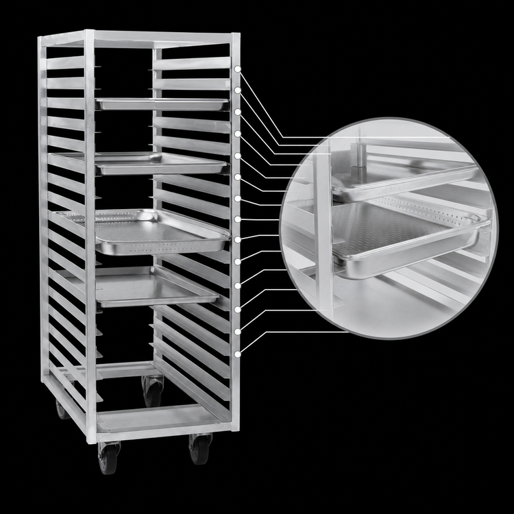 Product image #4 for Panco Aluminum Roll-In Refrigerator Rack, 64 Inch High, 12 Universal Angle Slides