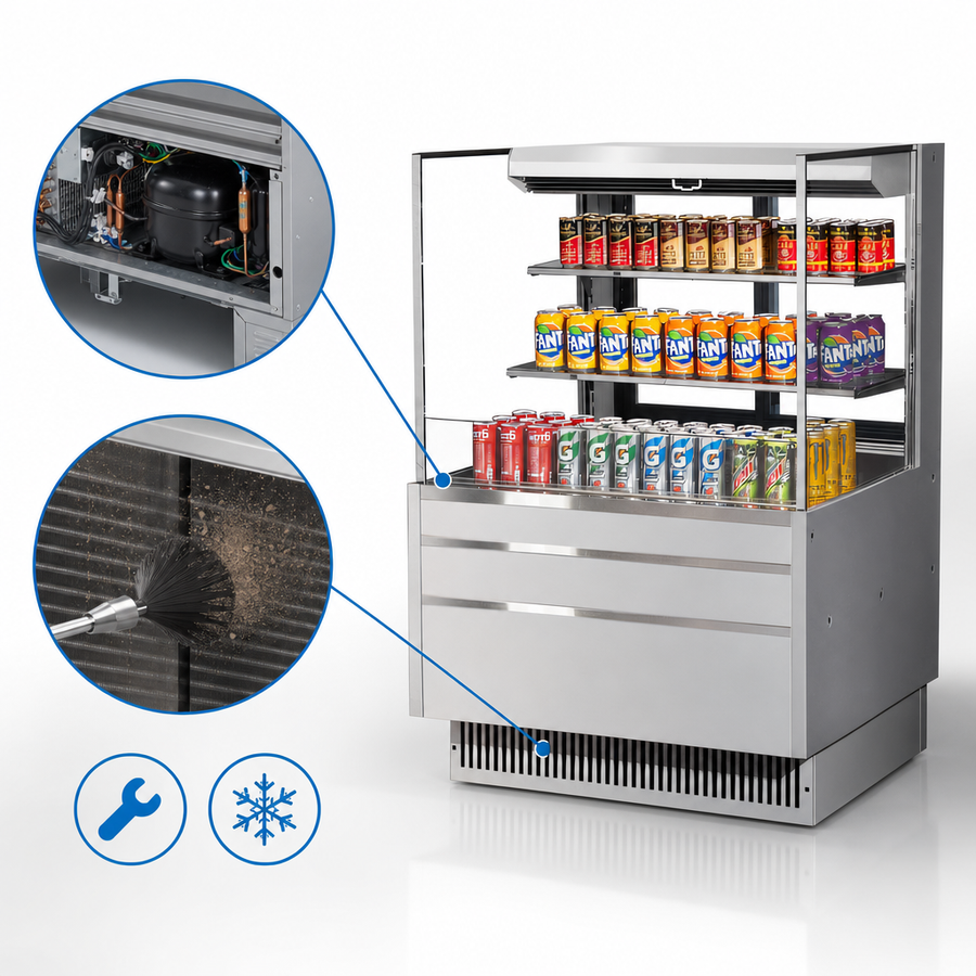 Self-Contained Refrigeration With Self-Cleaning Condenser