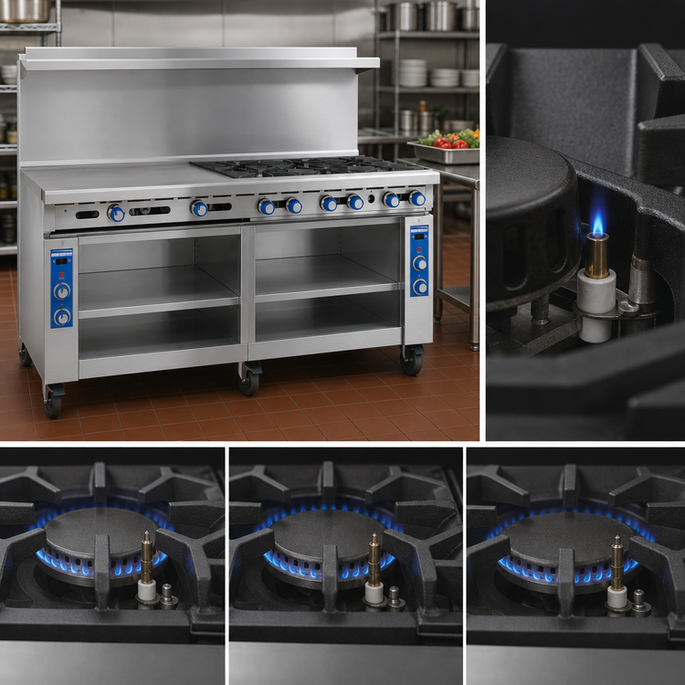 Product image #4 for Imperial Pro Series 72-Inch Commercial Gas Range with 12 Open Burners, Standard Oven, and Open Cabinet Base