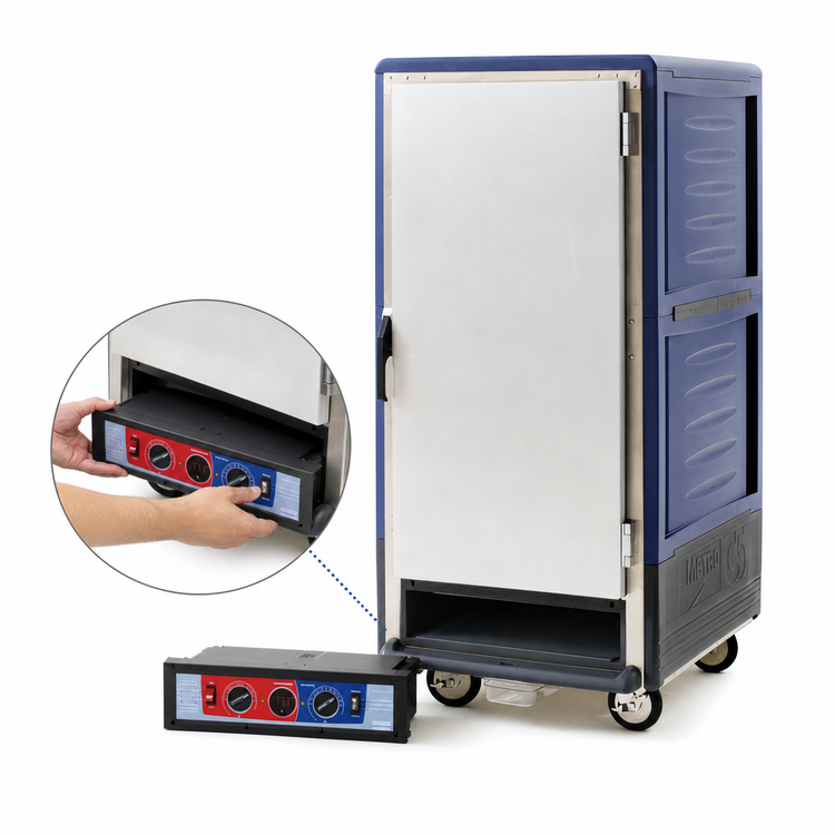 Product image #4 for Metro C5 3 Series 3/4 Height Combination Heated Holding & Proofing Cabinet with Fixed Wire Slides, Blue