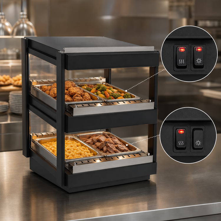 Product image #4 for Nemco 24-Inch Countertop Hot Food Shelf Merchandiser with Dual Shelves