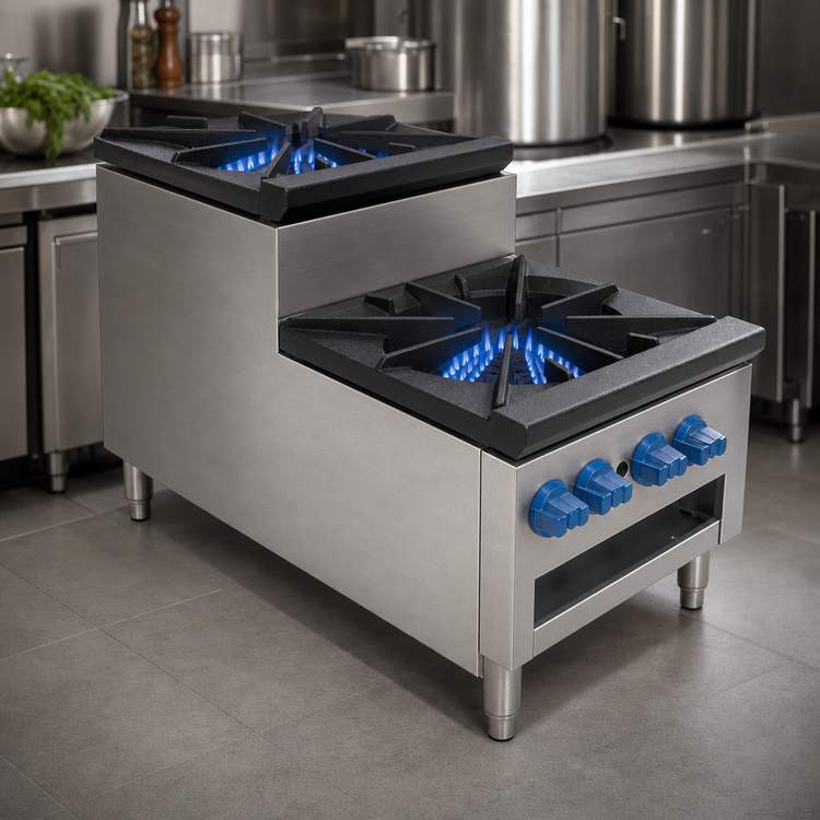 Product image #4 for Step-Up Gas Stock Pot Range with Open Front Cabinet Base, 18-Inch Wide, 42-Inch Deep, 220,000 BTU