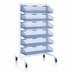 Thumbnail image #4 for Quantum Mobile Single-Sided Partition Wall Add-On Unit with 7 Baskets, 48 x 26 x 74 Inches, White/Chrome Finish