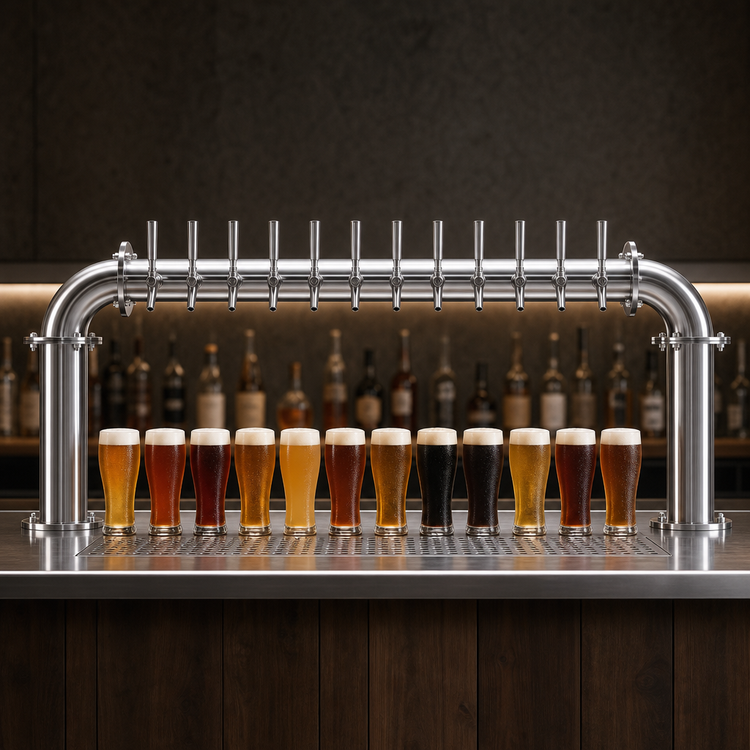 Product image #4 for Biergarten U-Shaped 2-Column 12-Faucet Countertop Glycol-Cooled Draft Beer Tower