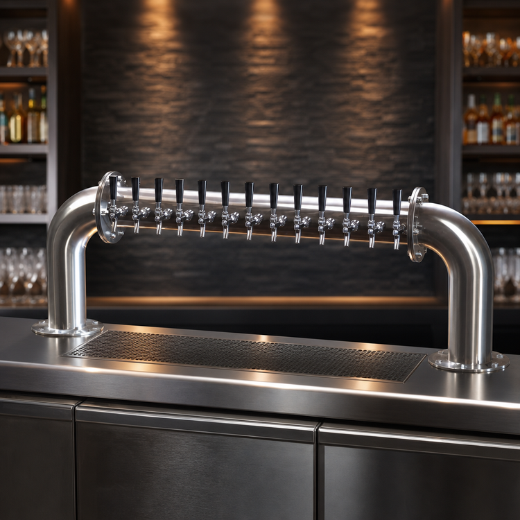 Product image #4 for Pass-Thru Glycol-Cooled Countertop Brew Pipe Draft Beer Tower with 16 Faucets, Stainless Steel