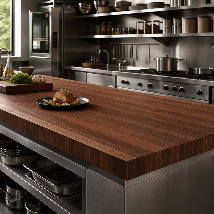 Product image #4 for John Boos Boos Block American Black Walnut Edge Grain Kitchen Countertop with Varnique Finish, 132 x 42 x 2-1/4 Inches
