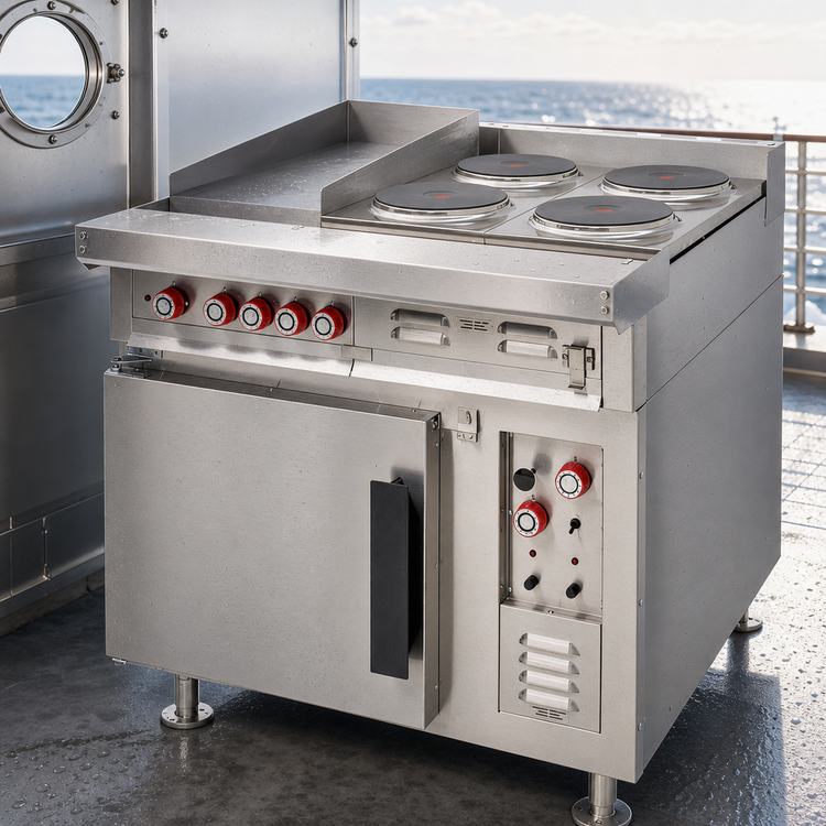 Product image #5 for Lang Marine Heavy Duty 36-Inch Electric Range with Convection Oven Base, 4 French Plates and 12-Inch Hot Top