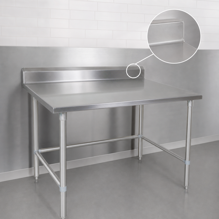 Product image #4 for John Boos Stallion 144-Inch x 36-Inch Stainless Steel Work Table with 5-Inch Backsplash