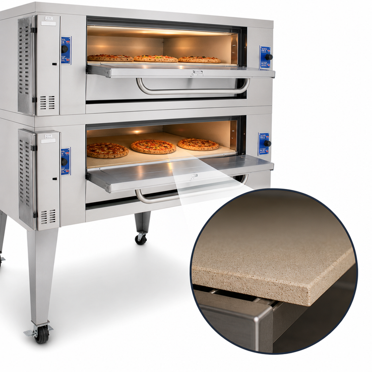 Product image #4 for Bakers Pride Super Deck Series Double-Deck Gas Pizza Deck Oven with 66 x 44 Inch FibraMent Hearth Deck